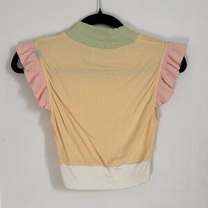 Storia Multicolor Ruffle Sleeve Crop Top